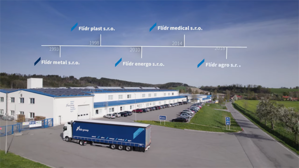 Záběry firmy z exteriéru použité ve firemním videu představujícím značku.